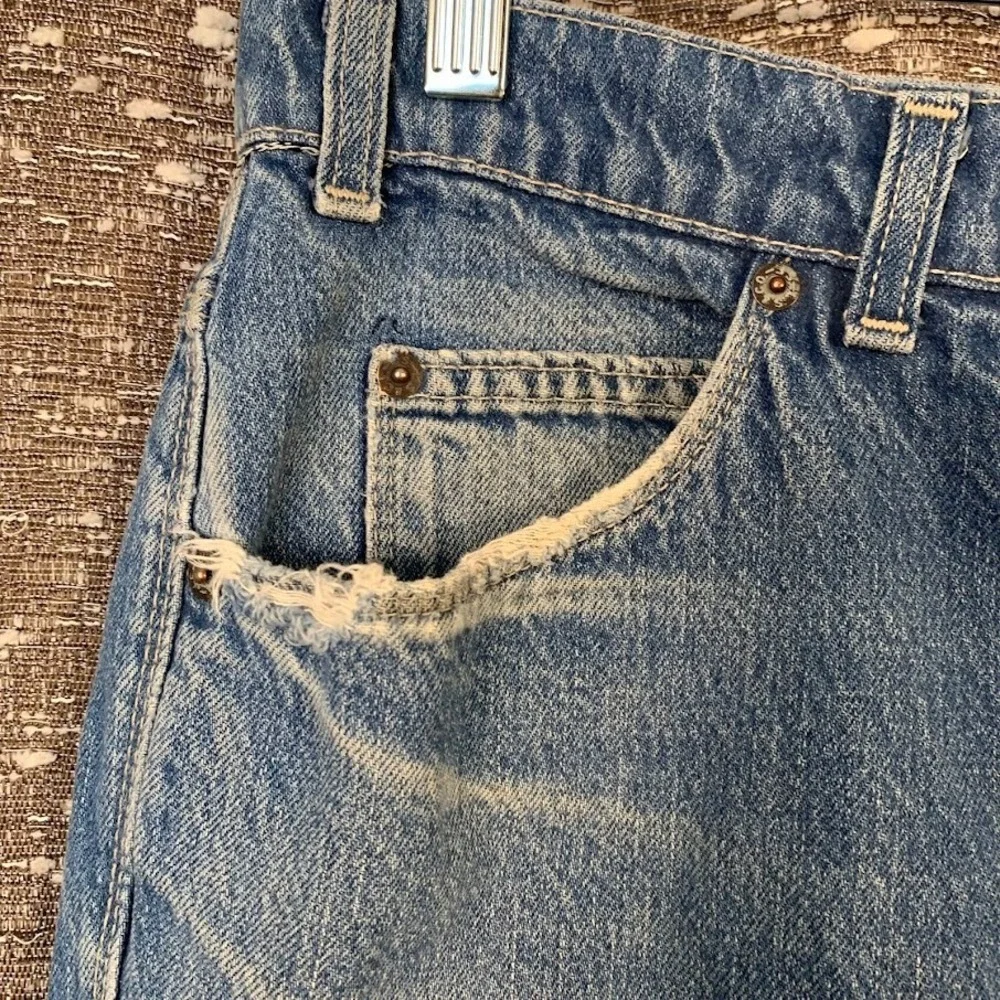 Vintage Levi's Blue Tab Movin' On Distressed Denim Jeans‎ Embroidered Men's 38